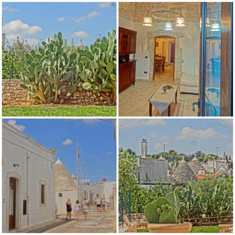 Collage di foto degli ospiti: giardino, interni e trulli